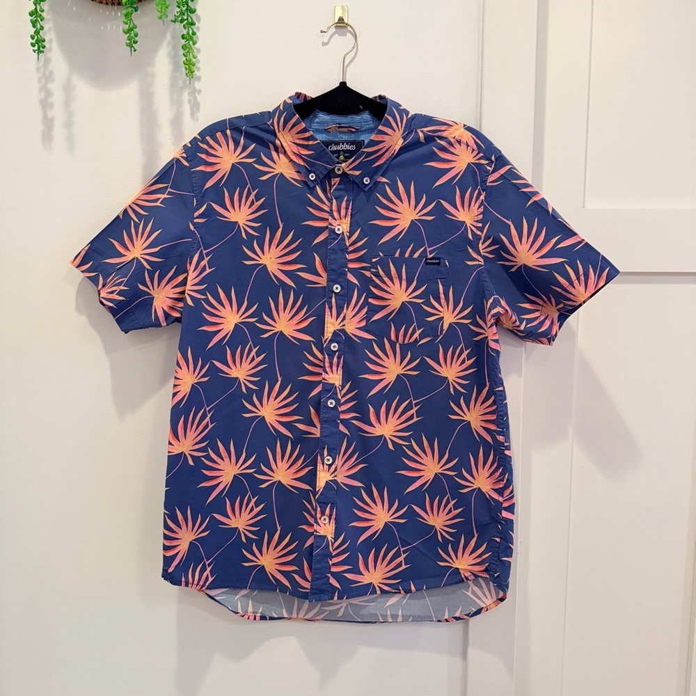Chubbies the Birds Of Paradise Friday Shirt Dusty Blue Men's Button Down Size L